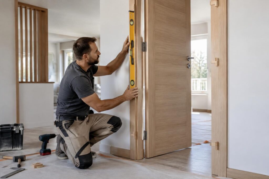 découvrez nos conseils pour installer un bloc-porte en fin de chantier et réussir la pose, les réglages et les finitions.